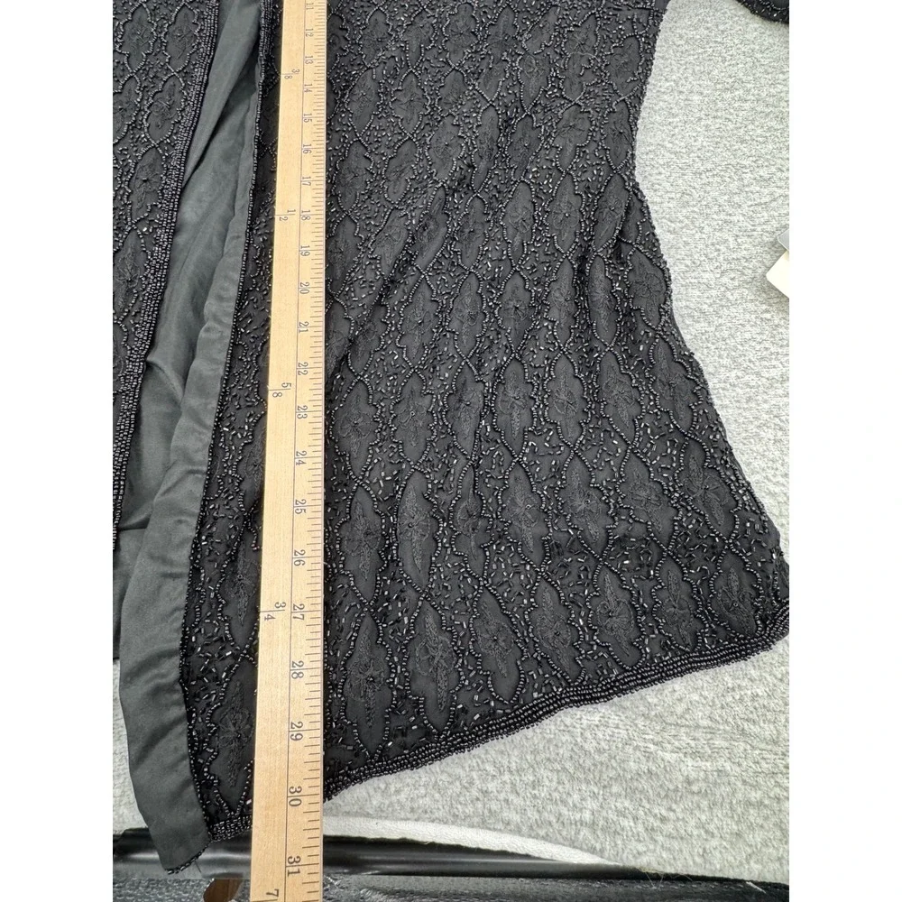New Papell Boutique Evening Party Jacket Size 2X Black Fully Beaded Open Front